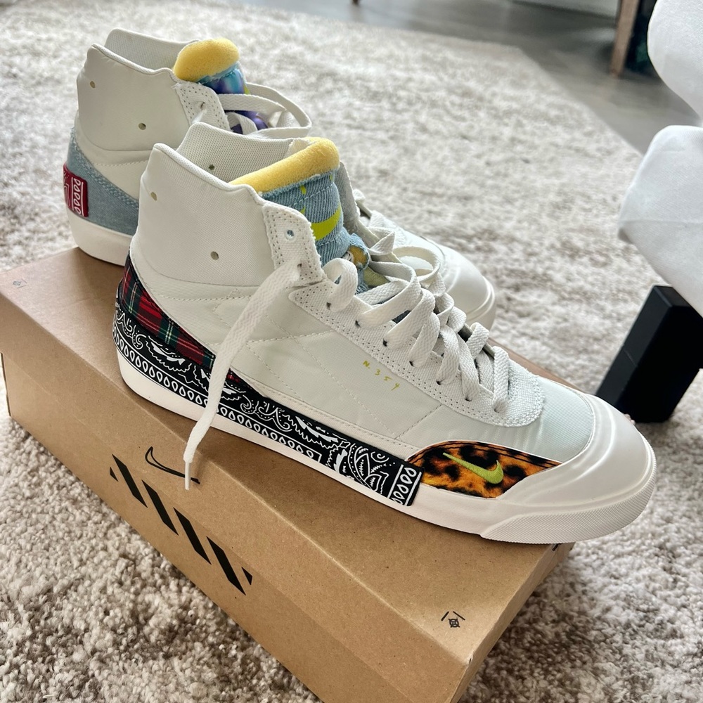 Nike Drop-Type Mid HBR white patchwork sneakers Size 8 New